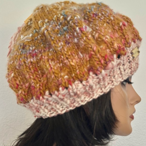 Hand Knits 2 Love Beanie Slouch Hat Deco Bead Designer Semi Chunky Winter Chic
